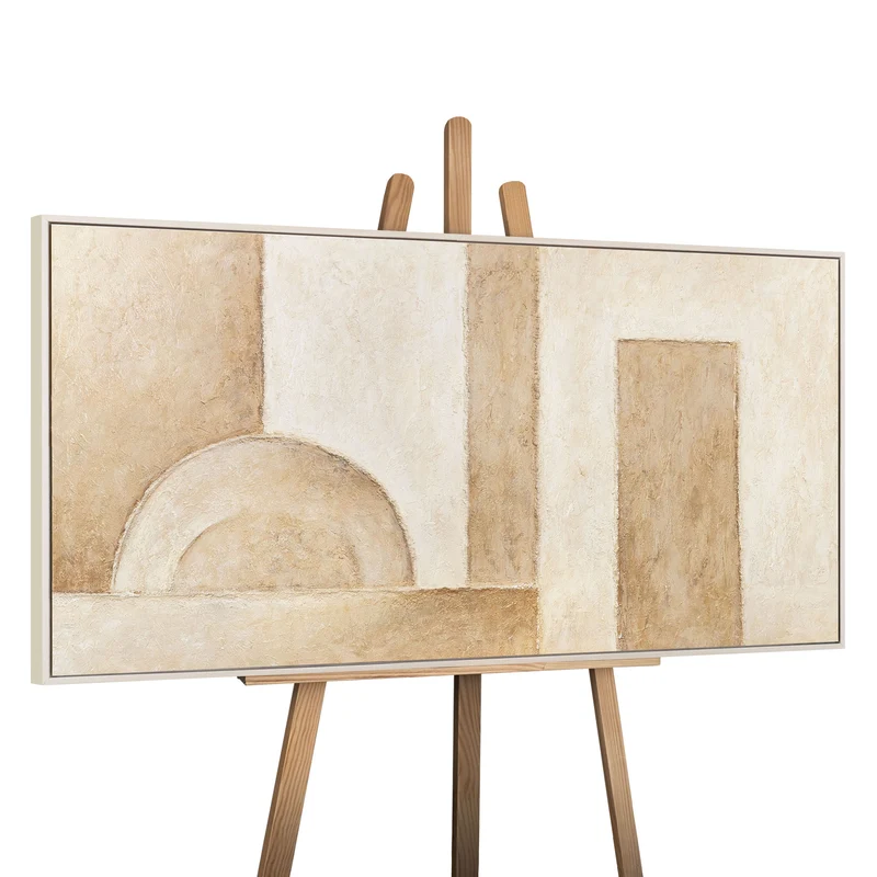 Handgemalte Gemälde auf Leinwand - Moderne Wandkunst für Wohnzimmer „Raum der Formen“