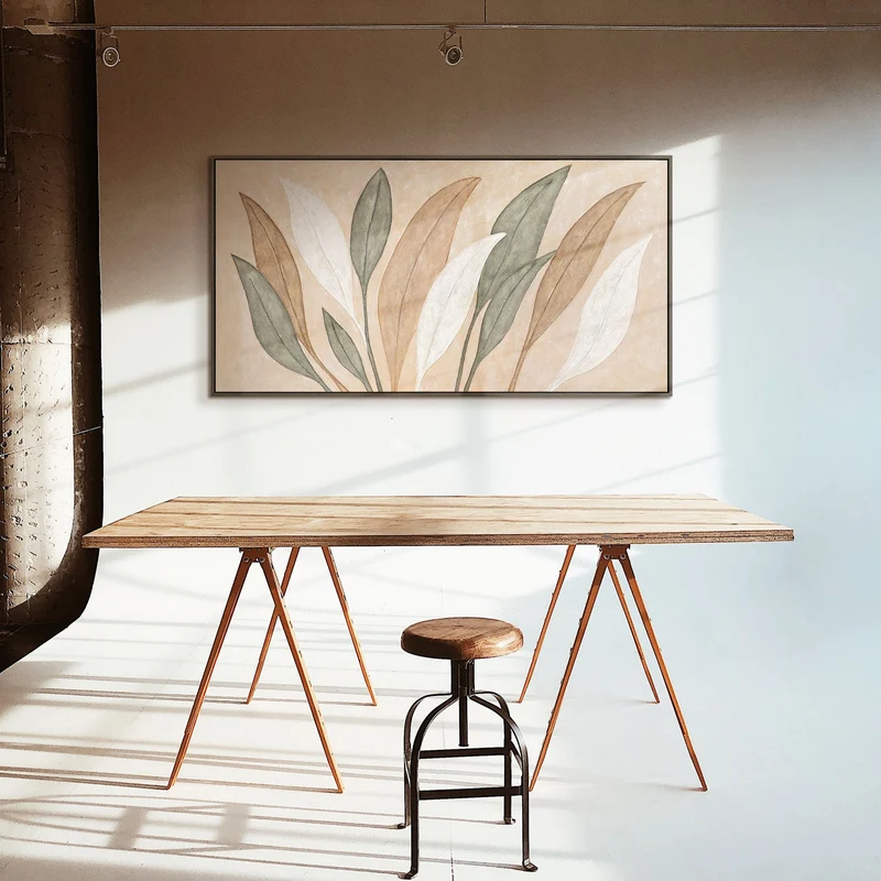 Abstraktes Leinwandbild „Tanz der Blätter“ – Handgemalte Wandkunst Naturmotiv
