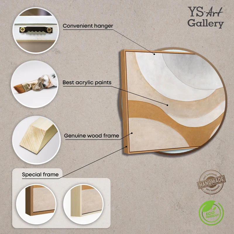 Handgemaltes Acrylbild „Wärmestrom“ – Wanddeko für Wohnzimmer in Beige & Gold