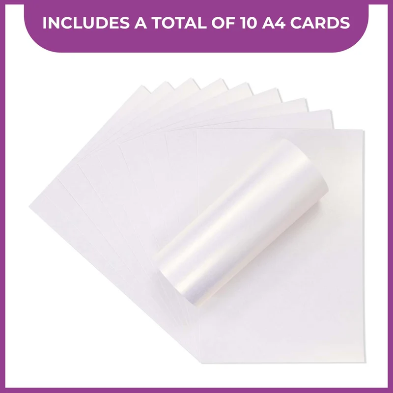 Crafter's Companion - Centura Pearl Effect - A4 Card 300gsm 10 Sheets - Snow White Hint of Gold