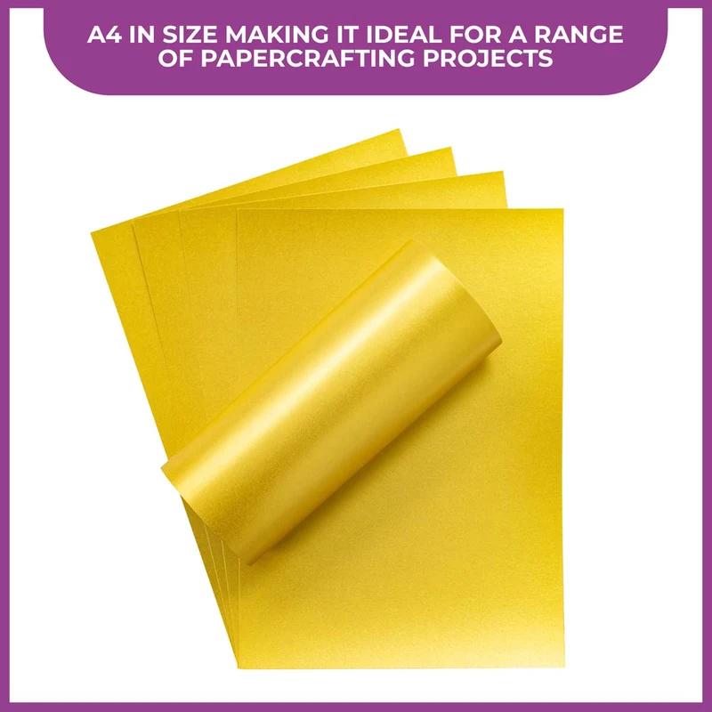 Crafter's Companion - Centura Pearl Effect - A4 Card 300gsm 10 Sheets - Solar Gold