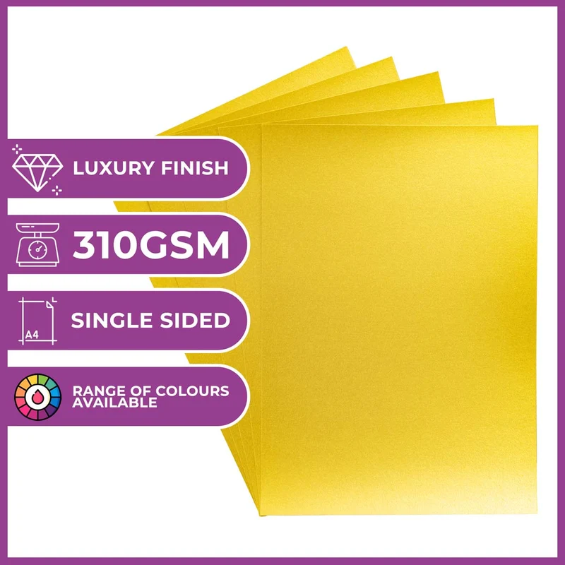 Crafter's Companion - Centura Pearl Effect - A4 Card 300gsm 10 Sheets - Solar Gold