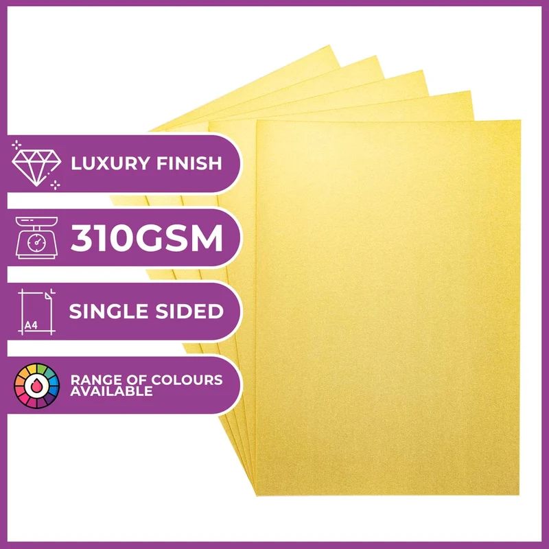 Crafter's Companion - Centura Pearl Effect - A4 Card 300gsm 10 Sheets - Pale Gold