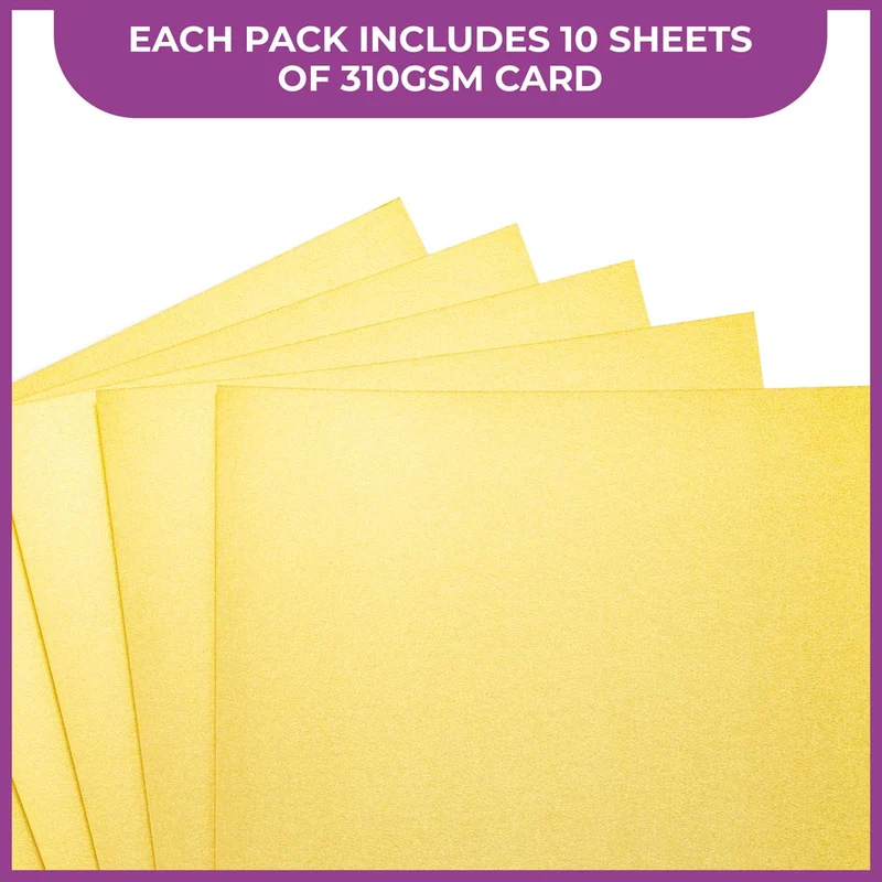 Crafter's Companion - Centura Pearl Effect - A4 Card 300gsm 10 Sheets - Pale Gold