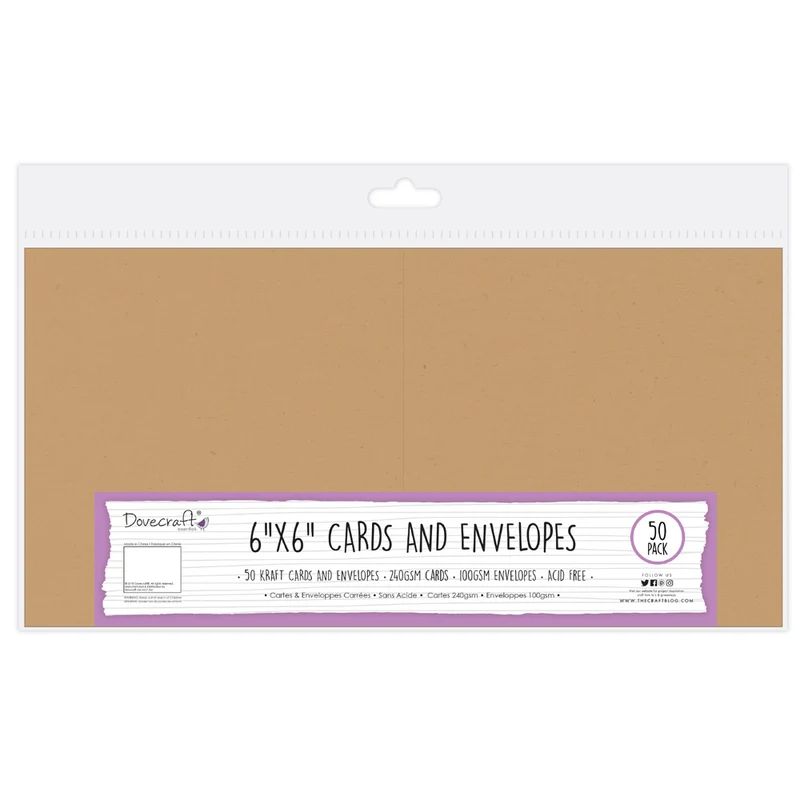 Dovecraft - Cards & Envelopes 6x6" Kraft - 50 pack