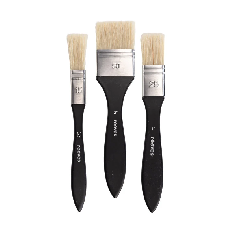 Reeves - Mixed Media Acrylic & Oil Wash Brush set - Short Handle - 3x Brush Pack