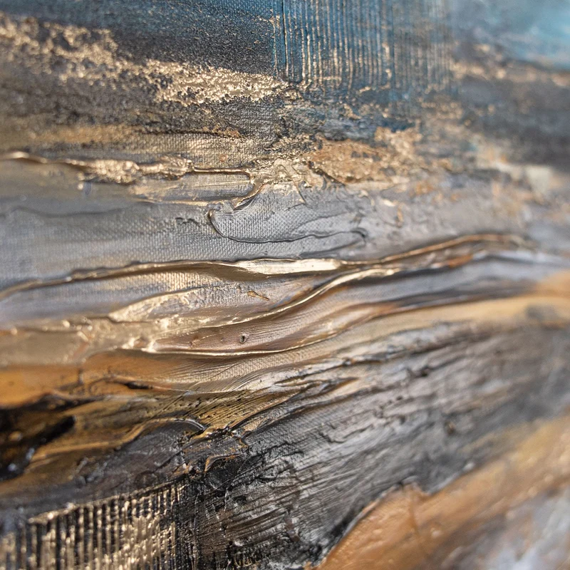 Handgemalte acrylbilder auf Leinwand abstrakt "Goldene Brandung" 115x50cm