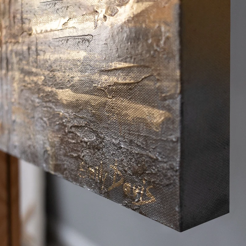 Handgemalte acrylbilder auf Leinwand abstrakt "Goldene Brandung" 115x50cm