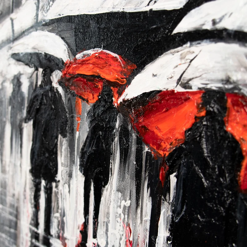 Moderne Bild für das Wohnzimmer – Acrylbild "Scharlachrote Reflexionen" 115x50 cm