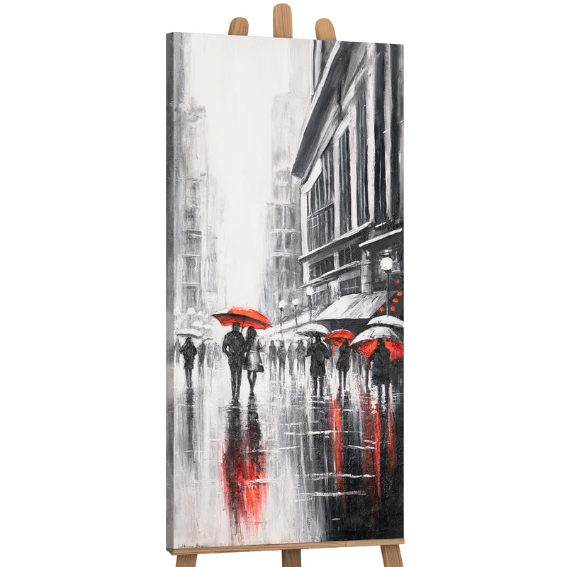 Moderne Bild für das Wohnzimmer – Acrylbild "Scharlachrote Reflexionen" 115x50 cm