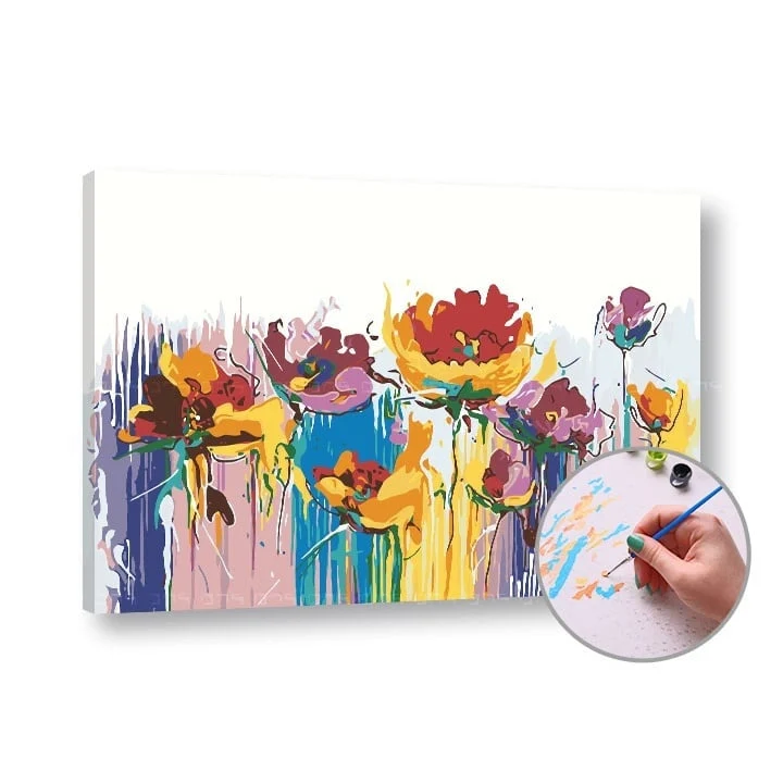 Paint by Numbers COLORFUL FLOWERS – Intermediate Difficulty