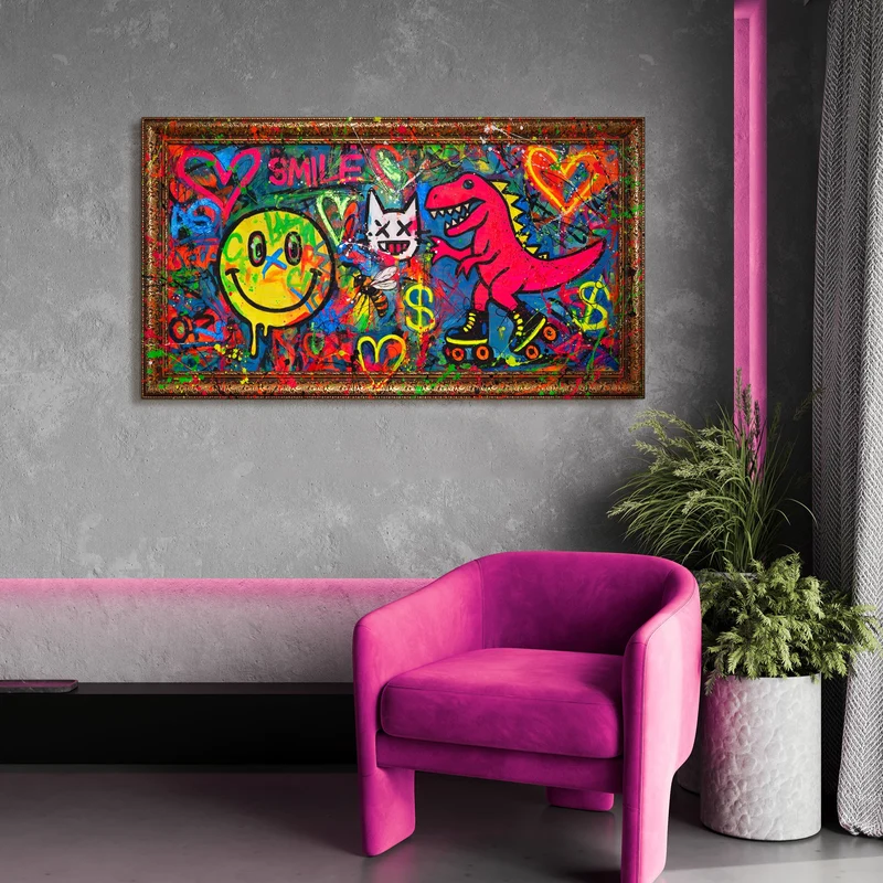 Moderne Wandbilder – Buntes Pop-Art Handgemaltes Bild „Spaß“