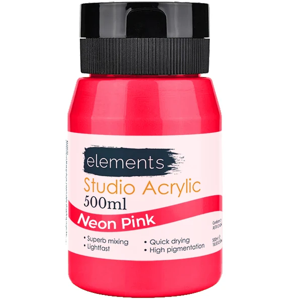 Elements 500ml Acrylic Neon Pink