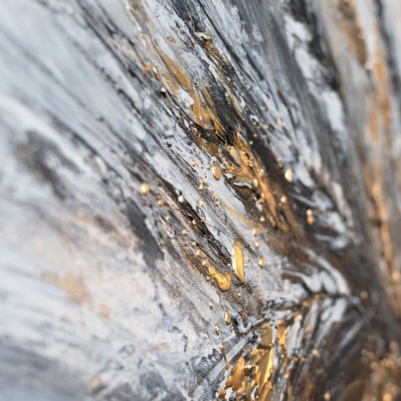 Handgemaltes Acrylbild auf Leinwand mit Ährenmotiv in Gold "Stacheln" 115x50cm
