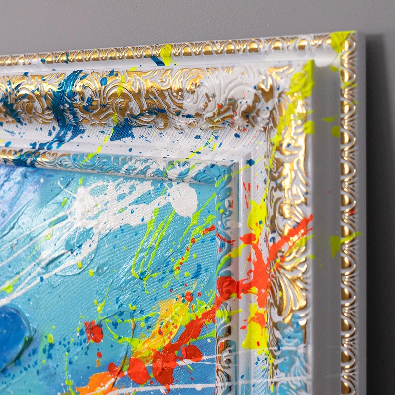 Modern Abstrakt Gemälde - Handgemaltes Leinwandbild „Auf den Spuren der Sonne“