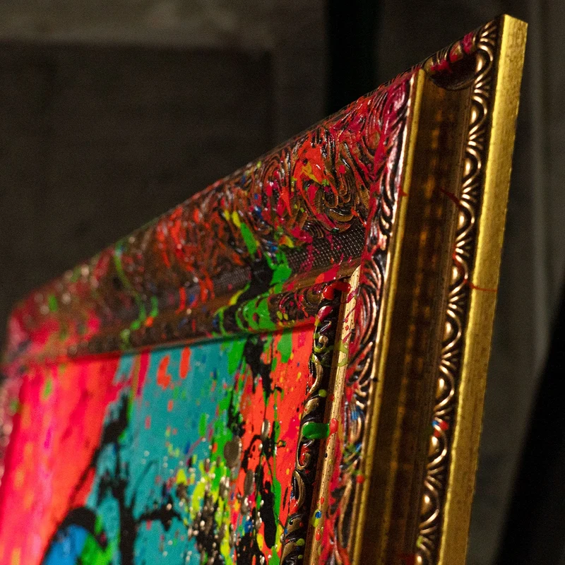 Moderne Wanddeko Wohnzimmer – Pop-Art Leinwandbild „Entchen-Vibe“