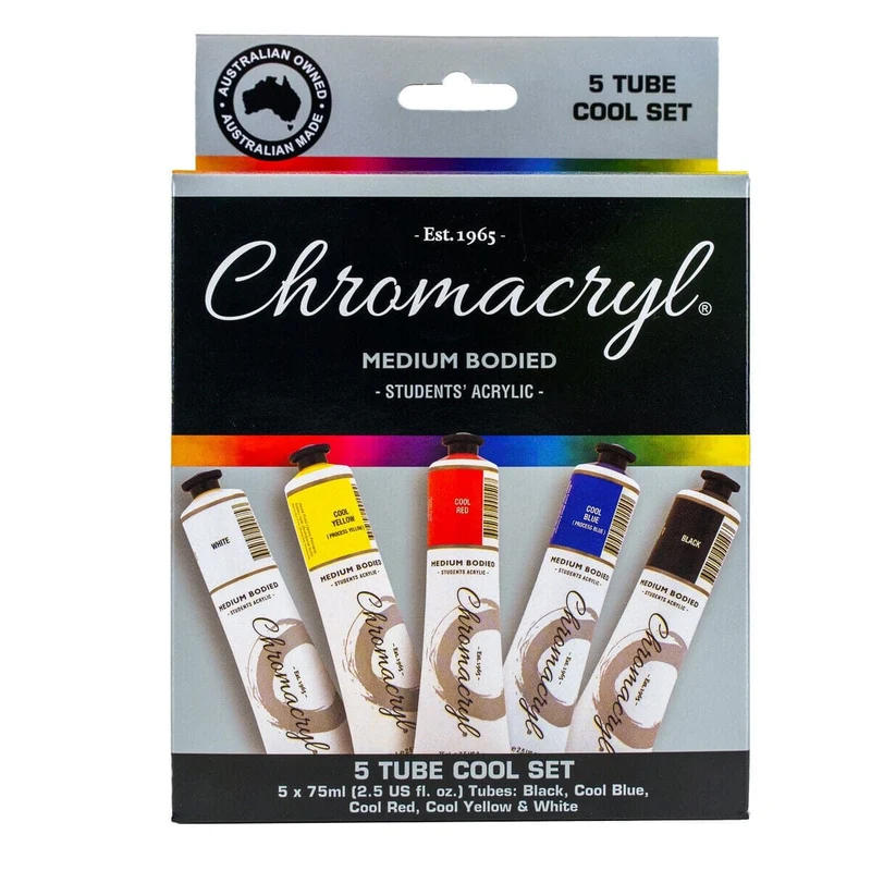 Chromacryl Acrylic Student Set 5 x 75ml Assorted Colours