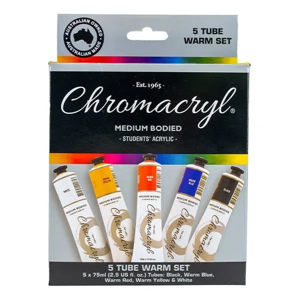 Chromacryl Acrylic Student Set 5 x 75ml Assorted Colours