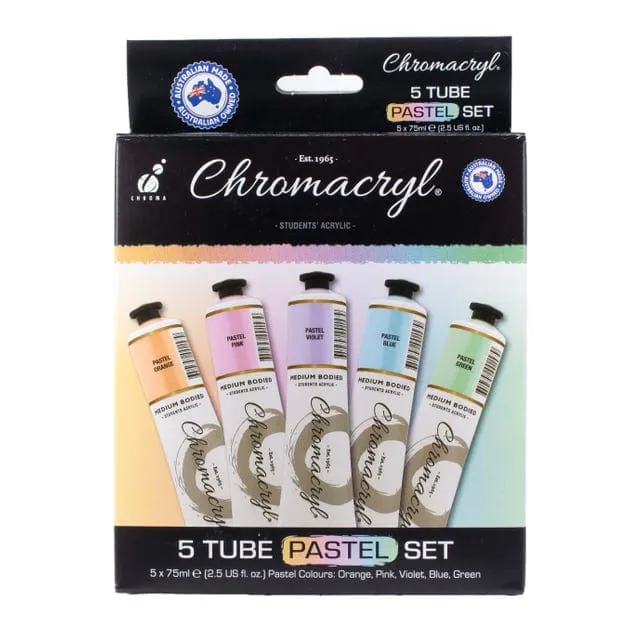 Chromacryl Acrylic Student Set 5 x 75ml Assorted Colours