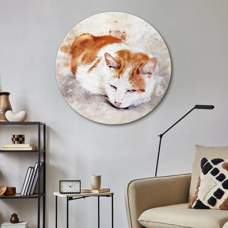 Rundes Portrait nach Foto – handgemaltes Bild auf runder Leinwand, individuell angefertigt