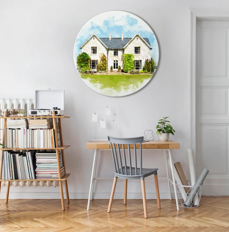 Rundes Portrait nach Foto – handgemaltes Bild auf runder Leinwand, individuell angefertigt