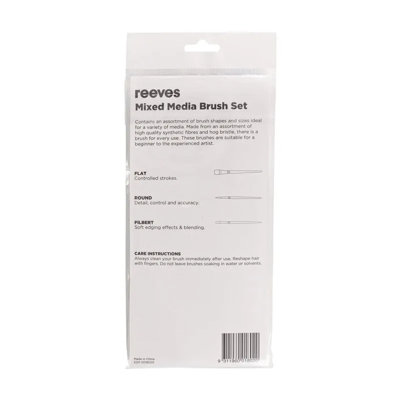 Reeves - Mixed Media Brush set - Short Handle - 10x Brush Pack