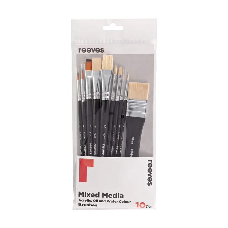 Reeves - Mixed Media Brush set - Short Handle - 10x Brush Pack