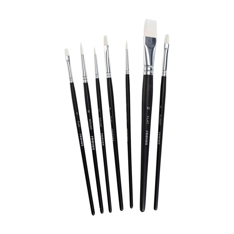 Reeves - Acrylic Brush set - Short Handle - 7x Brush Pack