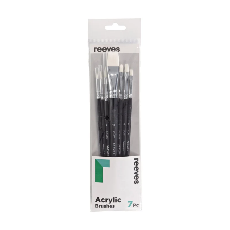 Reeves - Acrylic Brush set - Short Handle - 7x Brush Pack