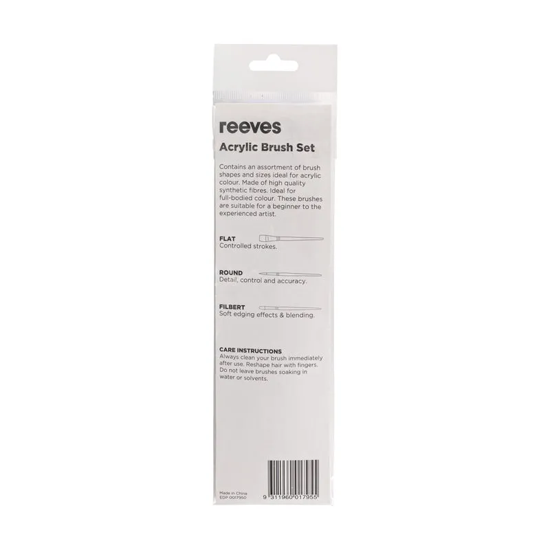 Reeves - Acrylic Brush set - Short Handle - 7x Brush Pack