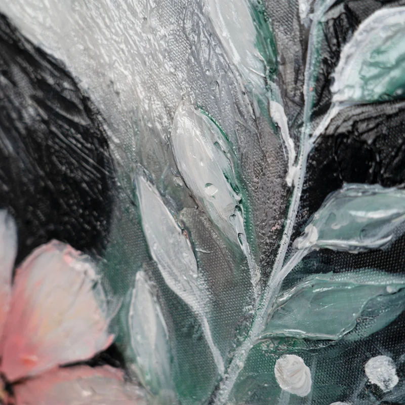 Rundes Acrylbild „Waldpanda" – handgemalter Pandabär mit Blumen, Ø 60–100 cm