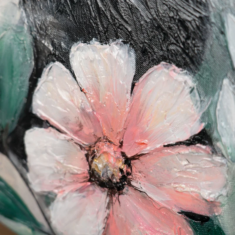 Rundes Acrylbild „Waldpanda" – handgemalter Pandabär mit Blumen, Ø 60–100 cm