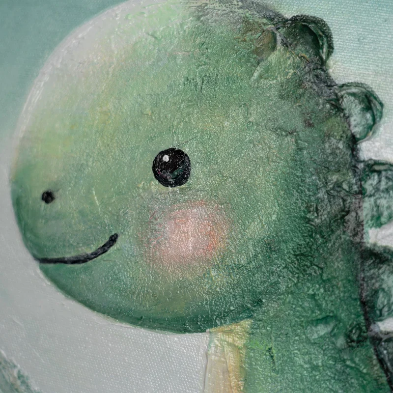 Rundes Acrylbild „Dinosaurier" – handgemaltes Dino-Bild fürs Kinderzimmer, Ø 60–100 cm