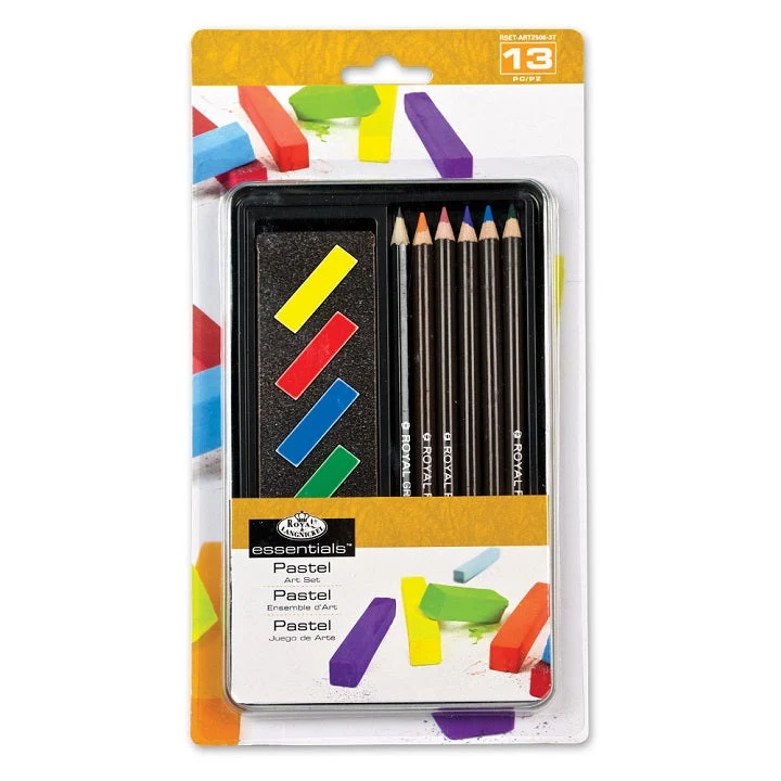 Essentials Drawing Set with Pastels and Pencils in Tin, 13-Piece