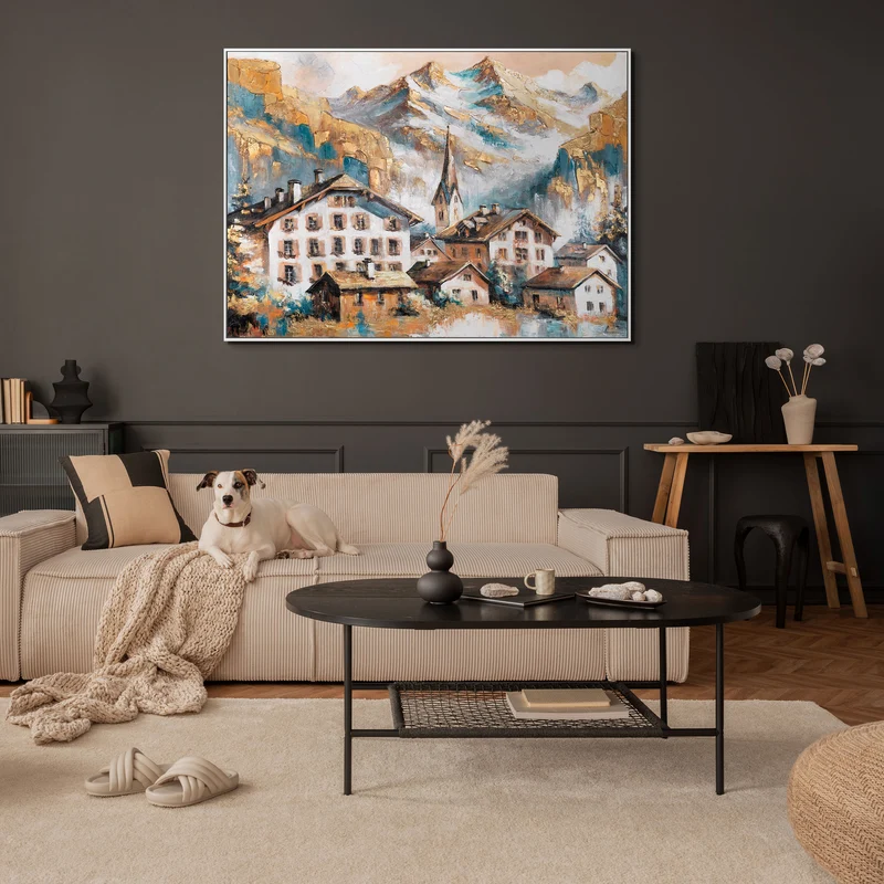 Acrylgemälde auf Leinwand "Sonnige Höhen" – Handgemaltes Wandbild mit Rahmen