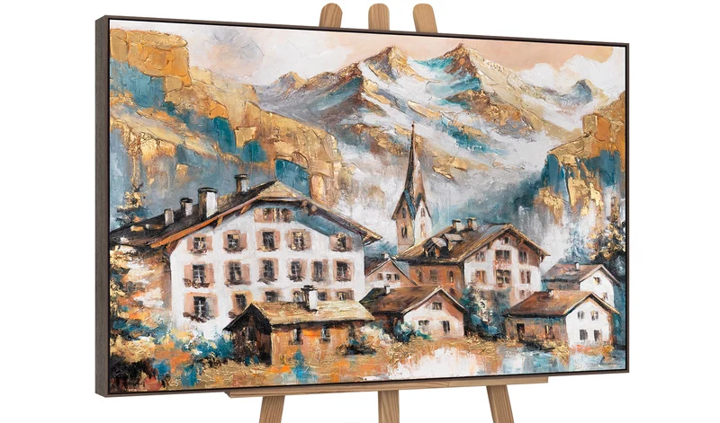 Acrylgemälde auf Leinwand "Sonnige Höhen" – Handgemaltes Wandbild mit Rahmen