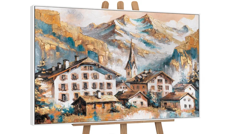 Acrylgemälde auf Leinwand "Sonnige Höhen" – Handgemaltes Wandbild mit Rahmen