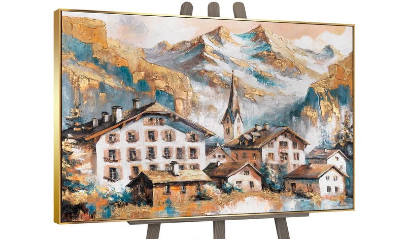 Acrylgemälde auf Leinwand "Sonnige Höhen" – Handgemaltes Wandbild mit Rahmen