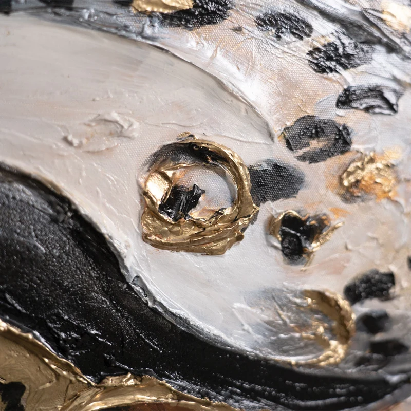 Abstrakte Acrylbild in Schwarz-Gold - Gemälde mit Rahmen für Wohnzimmer "Wilde Energie"