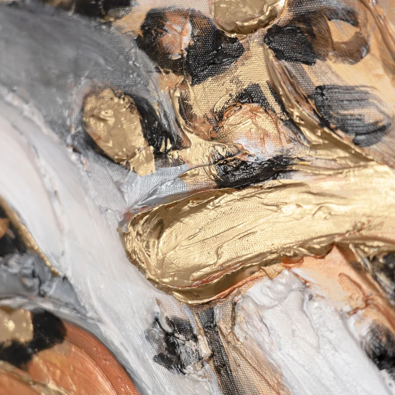 Abstrakte Acrylbild in Schwarz-Gold - Gemälde mit Rahmen für Wohnzimmer "Wilde Energie"