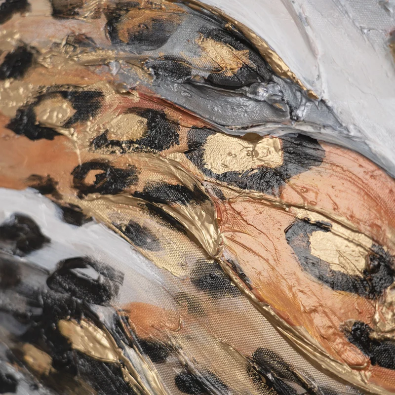 Abstrakte Acrylbild in Schwarz-Gold - Gemälde mit Rahmen für Wohnzimmer "Wilde Energie"