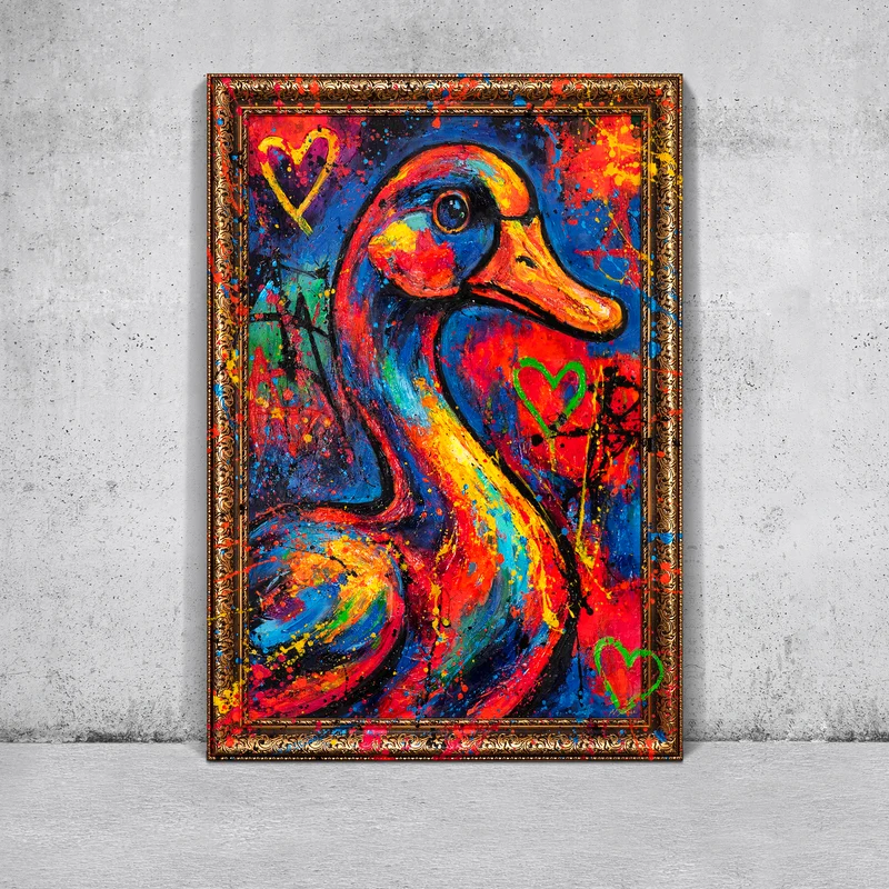 Moderne abstrakte Wandbilder – Handgemaltes Kunstwerk auf Leinwand "Farbrhythmus"