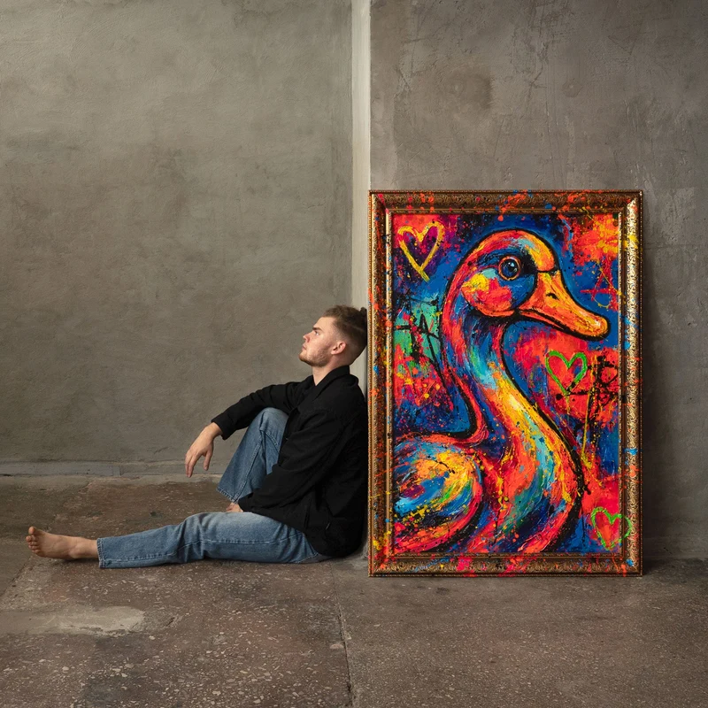 Moderne abstrakte Wandbilder – Handgemaltes Kunstwerk auf Leinwand "Farbrhythmus"