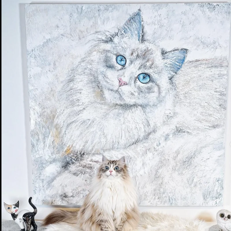 Personalisiertes Haustierportrait nach Foto Handgemalt Individuelles tierportrait auf leinwand