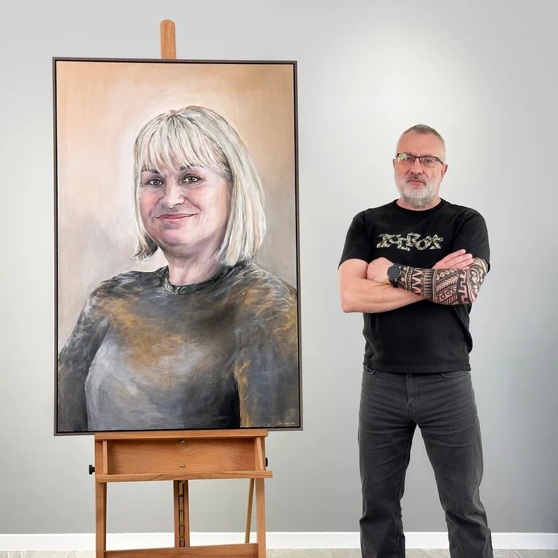 Portrait nach Foto Bild acryl Leinwand Handgemalt