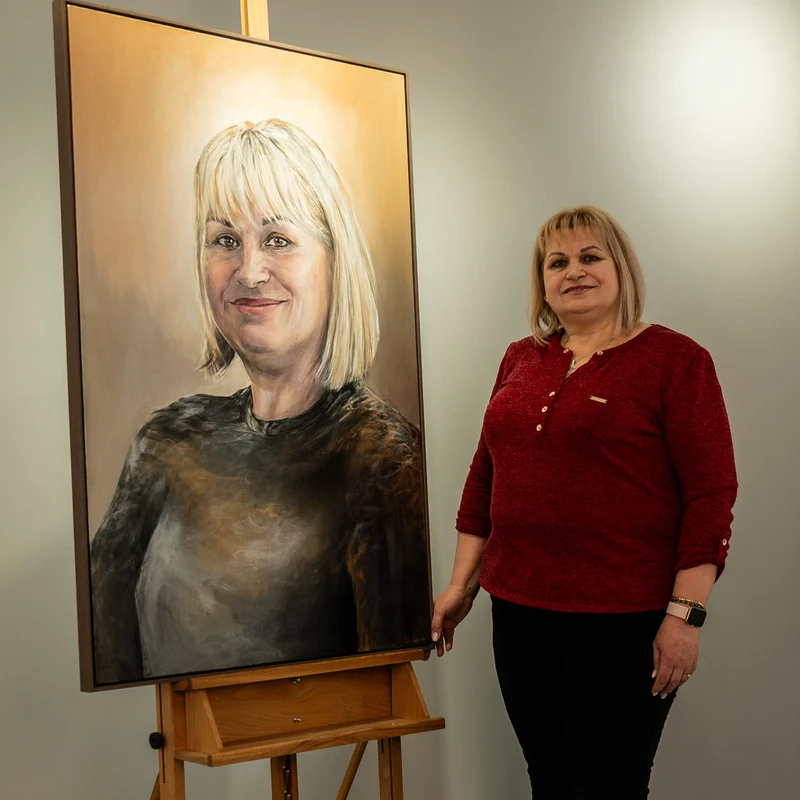 Portrait nach Foto Bild acryl Leinwand Handgemalt