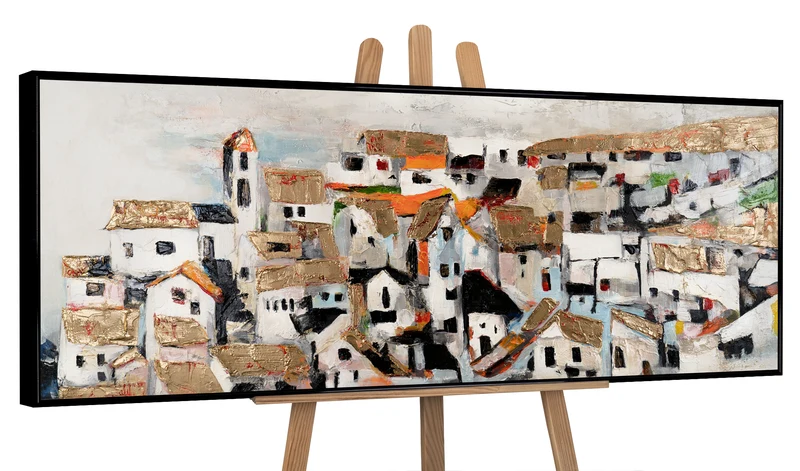 Acrylbilder auf Leinwand Handgemalt mit Rahmen Sonnenhäuser