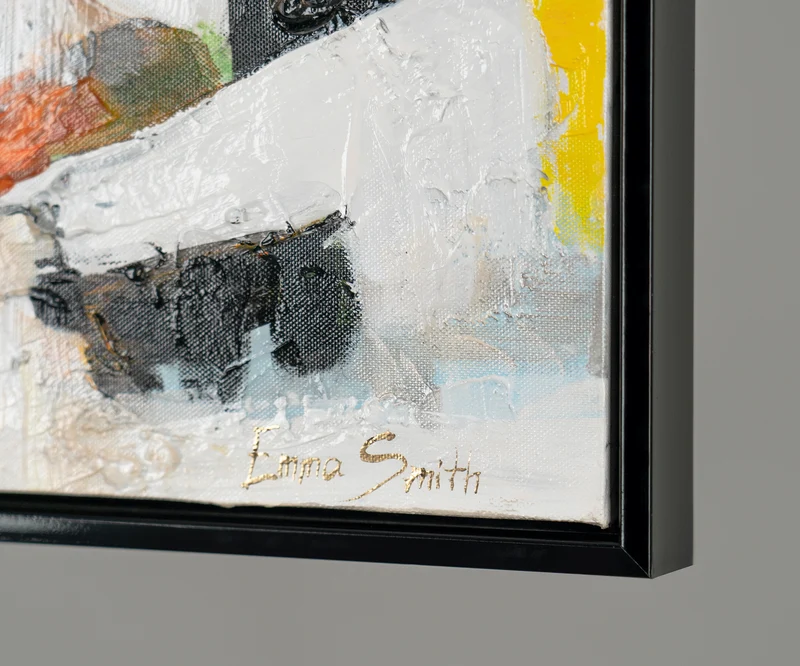 Acrylbilder auf Leinwand Handgemalt mit Rahmen Sonnenhäuser