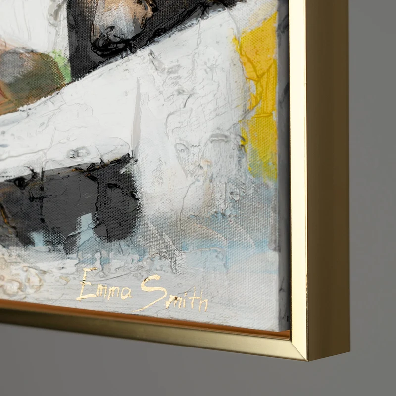 Acrylbilder auf Leinwand Handgemalt mit Rahmen Sonnenhäuser