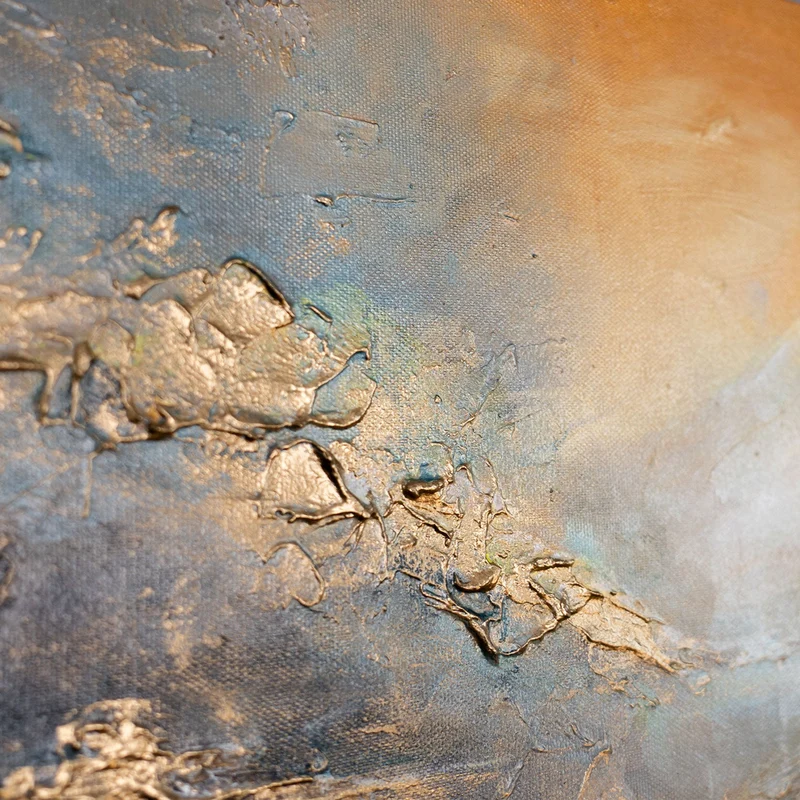 Moderne Acrylbilder abstrakt Meer auf Leinwand – Bild handgemalte "Shining Waves" 115x50cm